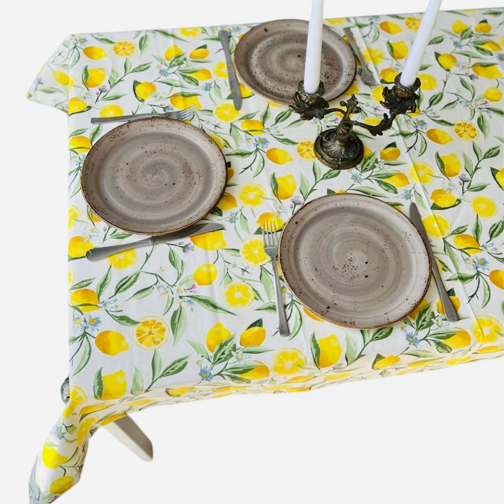 Скатерть водооталкивающая 120х170см Лимон прямоугольная Одеса - зображення 1