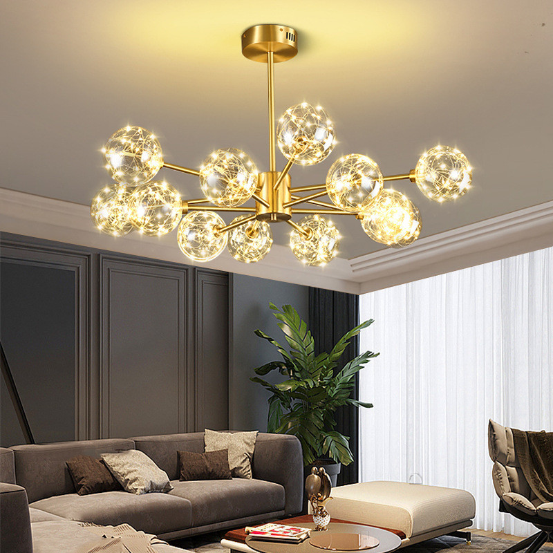 Люстра стельова LED AOC19/12-ab+led-k Латунь 42-72х110х110 см. Київ - зображення 1