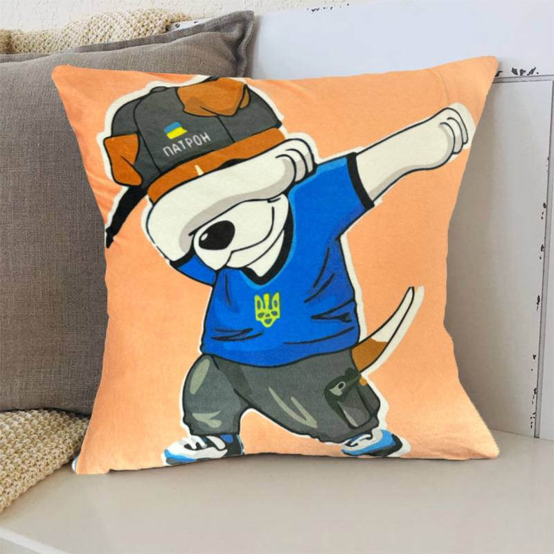 Подушка патріотична 3D "Пес Патрон Вірний оберіг України" 2710_D 12744 35х35 см оранжева Киев - изображение 1