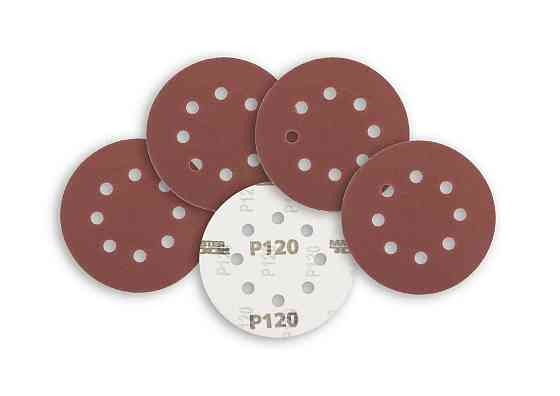 Круг шлифовальный на липучке MASTERTOOL 125 мм/8 отв P120 набор 5 шт 08-2512-H Харьков