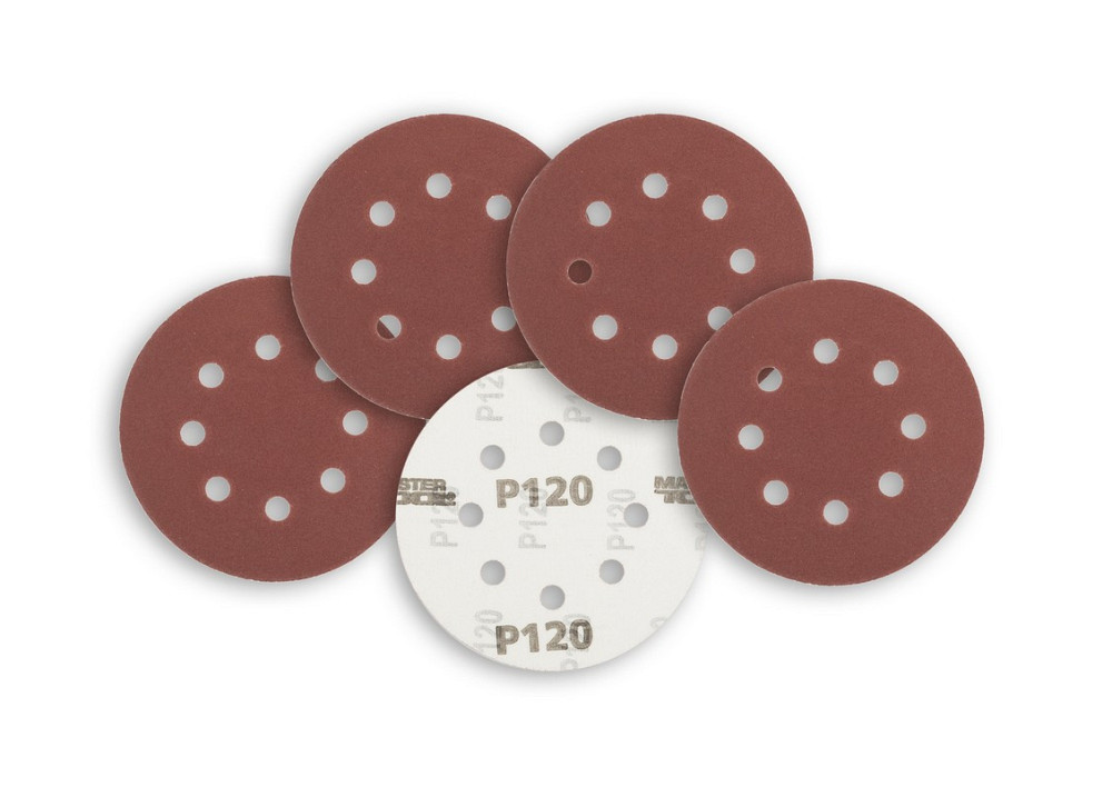 Круг шлифовальный на липучке MASTERTOOL 125 мм/8 отв P120 набор 5 шт 08-2512-H Харьков - изображение 3