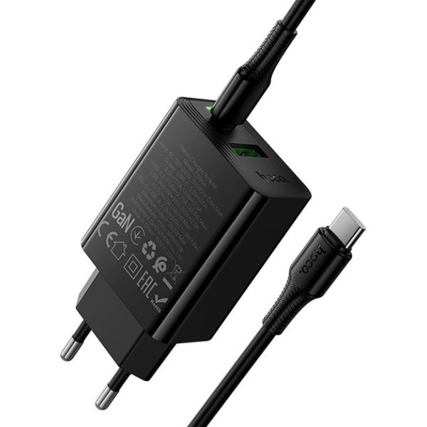 Мережевий зарядний пристрій Hoco CS95A Leader PD30W+QC3.0 (1USB-A/1C) + кабель Type-C to Type-C Blac Харків - зображення 3