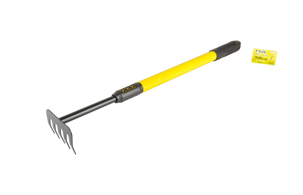 Грабли садовые MASTERTOOL 5 зубьев с телескопической металлической ручкой 640-910 мм 14-6178 Харків - зображення 1