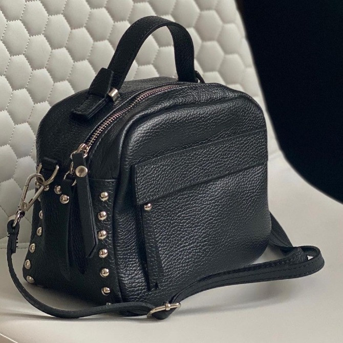 Сумка крос боді чорна шкіряна Італійська віра пелле модна не велика сумка TS000006 Киев - изображение 1