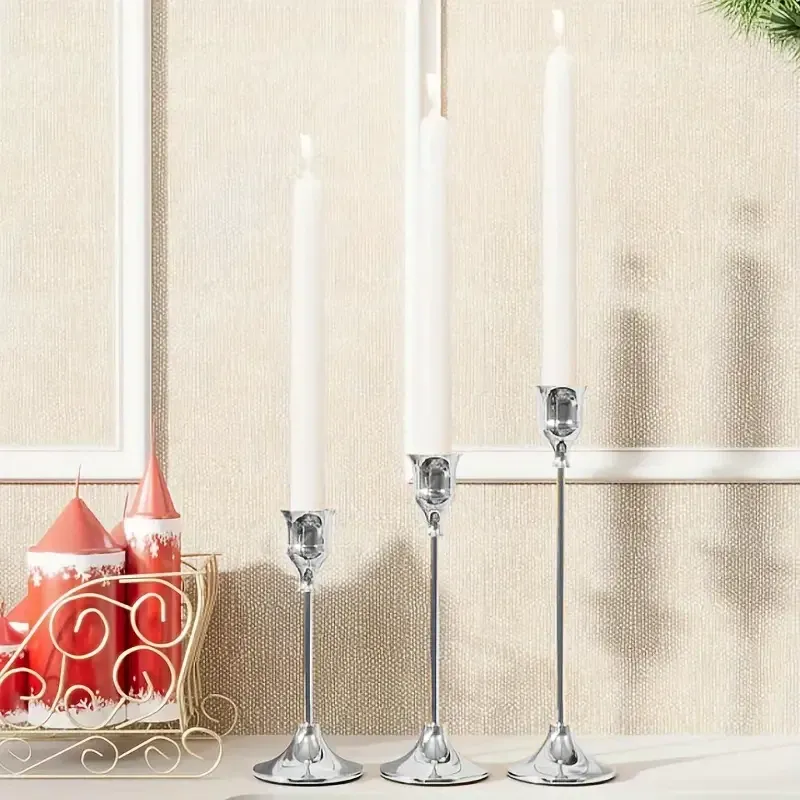 Набор подсвечников Leeseph Mat 3шт серебро  MV017 Одеса - зображення 2