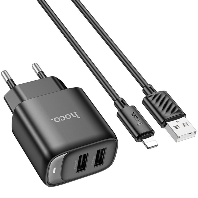 СЗУ Hoco C141A Smart 2.1A (2USB-A) + кабель USB to Lightning Херсон - зображення 3