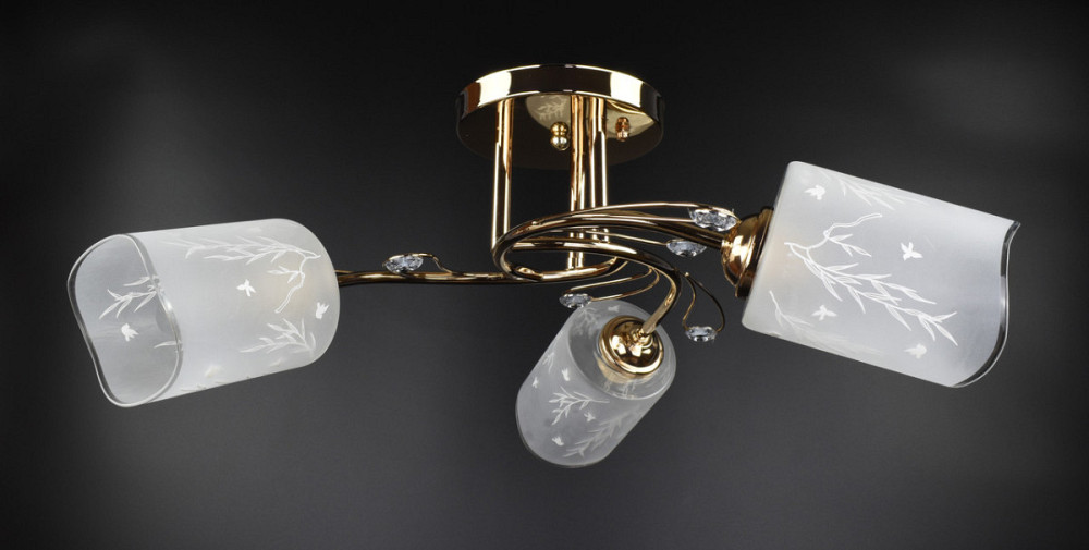 Люстра стельова на 3 лампочки 99018/3B-gd Золото 23х54х54 см. Київ - зображення 1