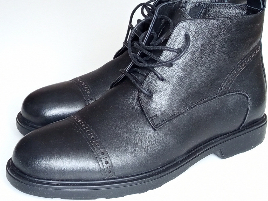 Чоловічі шкіряні зимові чобітки, черевики на хутрі чорні Braska Вышгород - изображение 3