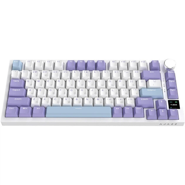 Клавиатура беспроводная Ajazz Pro Flying Fish Switch Purple AK820PRO-FF-PWB белая с фиолетовым Киев - изображение 4