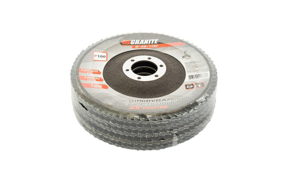 Диск шлифовальный лепестковый конусный GRANITE ZIRCONIA Т29 зерно 100 125х22 мм 5 шт 8-32-100PC Харьков - изображение 2