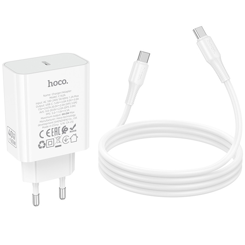 Уценка СЗУ Hoco C162A Source PD40W (1USB-C) + кабель Type-C to Type-C Херсон - зображення 3