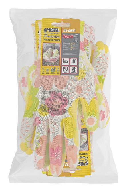 Перчатки бесшовные трикотажные MASTERTOOL "Мальва" с полиуретановым покрытием ладони 9" 17-20 г подв Харьков - изображение 2