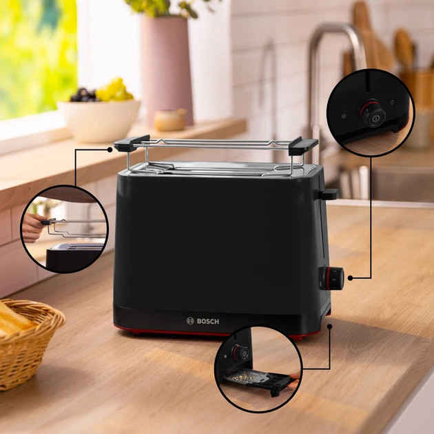 Тостер Bosch TAT3M123 950 Вт черный Київ - зображення 6