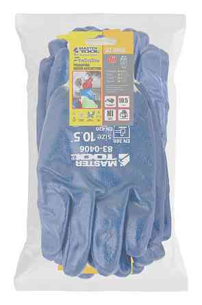Перчатки масло-бензостойкие MASTERTOOL полное нитриловое покрытие вязаный манжет 10.5" 12 пар синие  Харків
