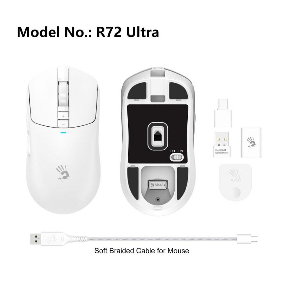 Мышь компьютерная безпроводная Bloody R72 Ultra White белая Киев - изображение 9