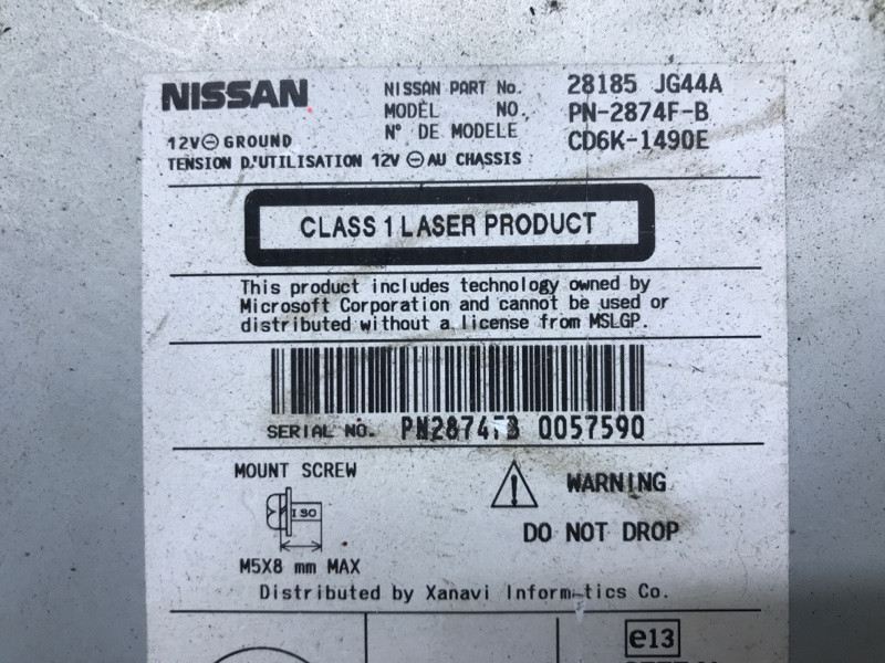 Магнитофон Nissan Qashqai 2006-2013 28185JG44A (Арт. 40696) Київ - зображення 5