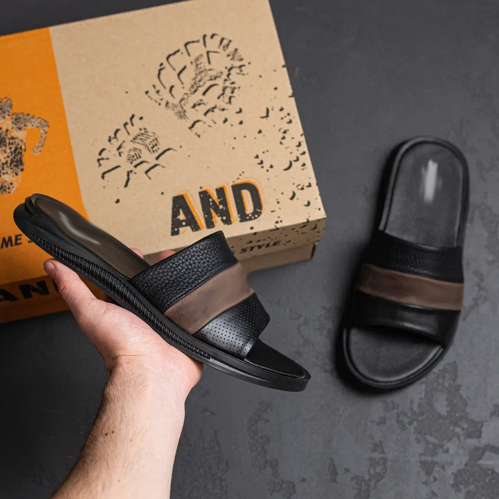 Мужские кожаные  летние шлепанцы-сланцы Київ - зображення 10