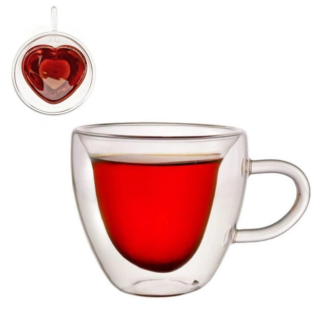 Набір чашок із подвійними стінками Kamille Сердце KM-9006 250 мл 2 шт Киев - изображение 1