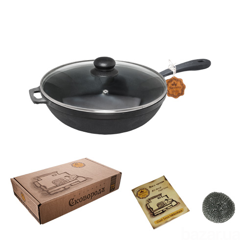Сковорода чугунная Maysternya с крышкой 22х4 см Т2012С3 Одеса - зображення 1