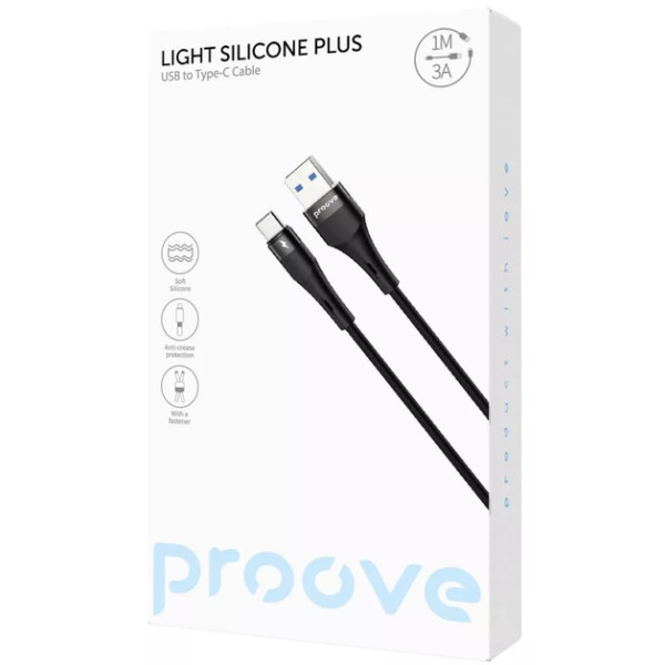 Кабель Proove Light Silicone Plus USB to Type-C 3A 1m Black (CCLS15001201) (Код товару:41590) Харьков - изображение 2