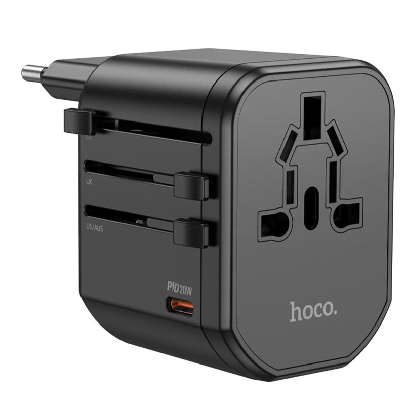 Сетевой универсальный переходник Hoco AC15 Walker PD20W+QC3.0 (2USB-A/1C) (EU) Херсон - изображение 1