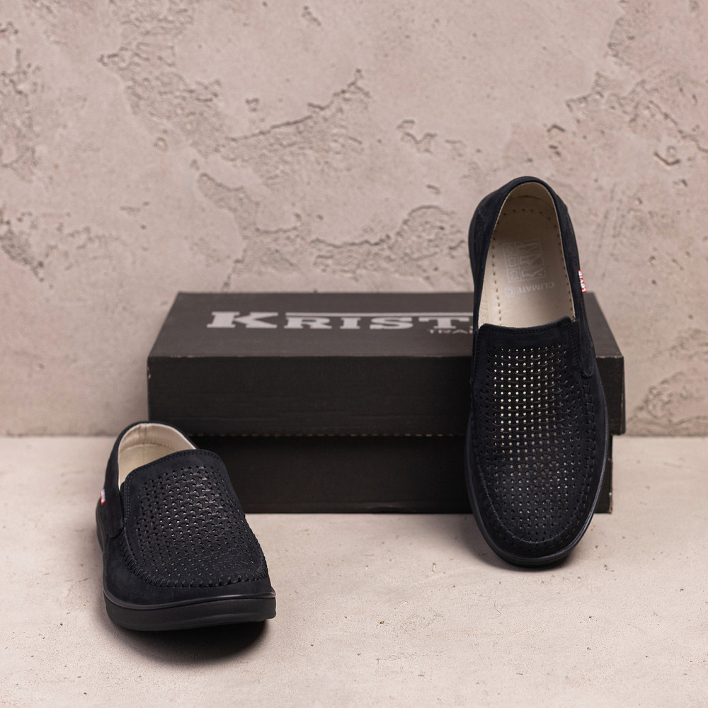 Мужские летние кожаные мокасины  LS перфорация Dark Київ - зображення 7