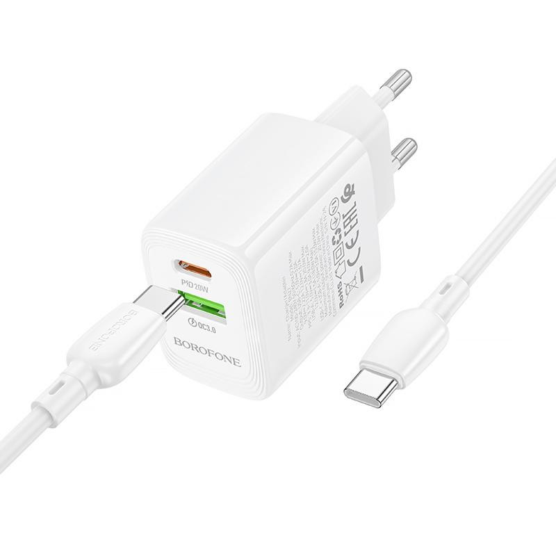 СЗУ Borofone BN27 Fuente PD20W+QC3.0 (1USB-A/1C) + кабель Type-C to Type-C Херсон - изображение 4