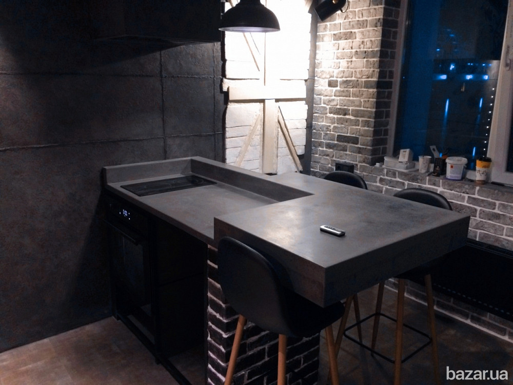 Барная стойка, кухонный остров бетонный, ресепшн, витрины из бетона Одеса - зображення 4