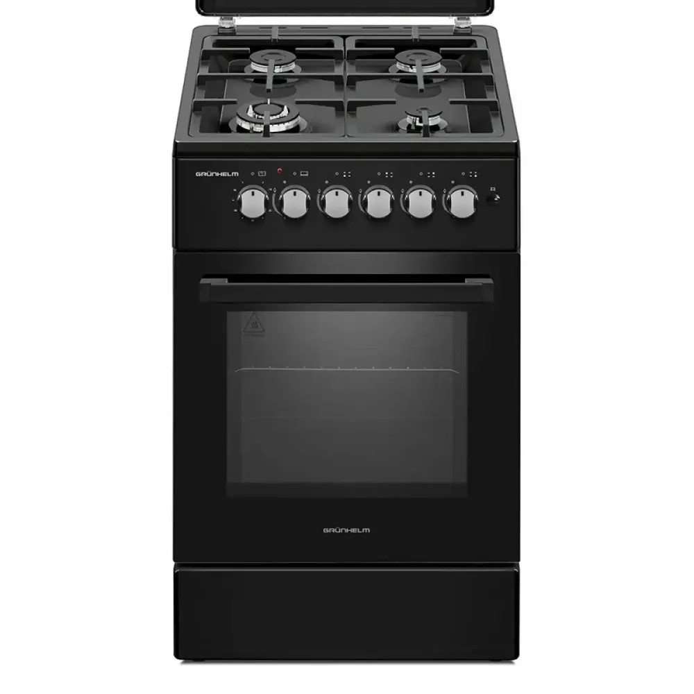 Плита кухонная газовая Grunhelm G4F56124B черная Газ-контроль Электроподжиг Газовая духовка 54 л реш Київ - зображення 2
