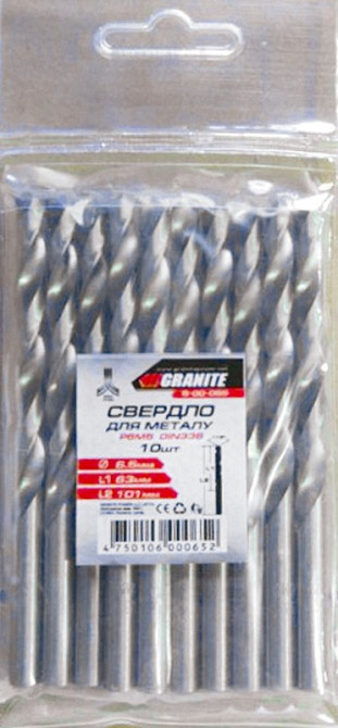 Сверло для металла GRANITE WHITE HSS 6.5х101 мм DIN 338 6-00-065 Харьков - изображение 2