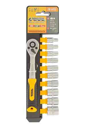Набор головок торцевых 6-гранных MASTERTOOL ¼" 5-14 мм с трещоткой 72 зубца CrV 11 шт 78-1415 Харків