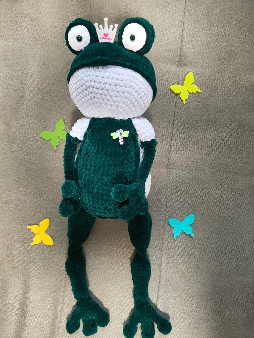 Жаба іграшка м'яка в'язана гачком зелена 58см плюшева ручна робота hand made Нововолинськ - зображення 1