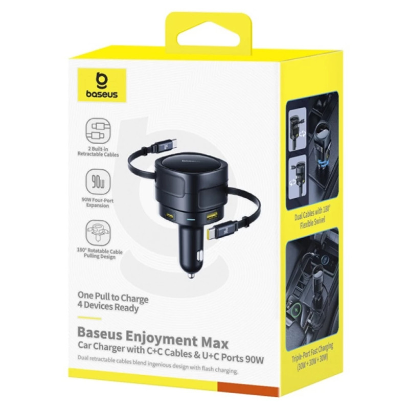 АЗУ Baseus Enjoyment Max PD90W with retractable cables (1USB-A/3C) (C00035507121) Херсон - зображення 3