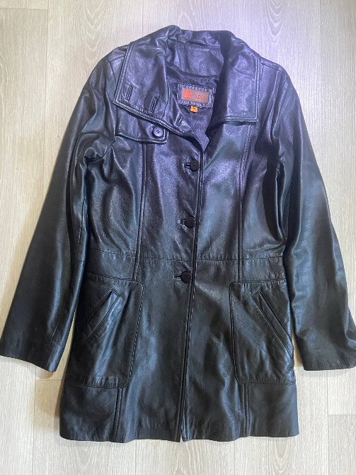 Чорна шкіряна куртка відомого українського бренду, шкірянка, шкіряна куртка Полтава - зображення 1
