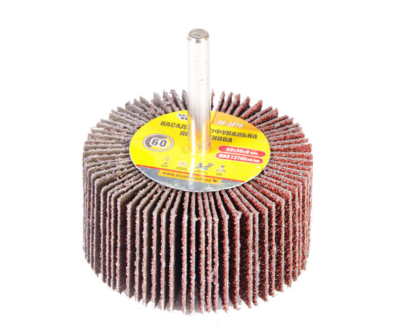 Насадка шлифовальная лепестковая MASTERTOOL зерно 60 60х30 мм со стержнем 6 мм 08-2276 Харьков - изображение 1