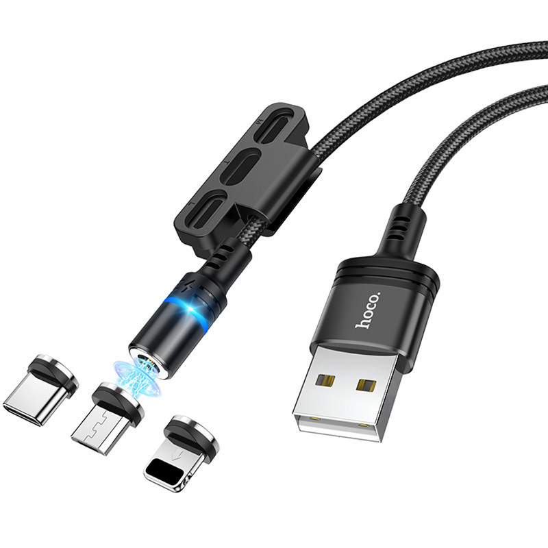 Уценка Дата кабель Hoco DU42 Magnetic 3in1 Lightning-microUSB-Type-C (1m) Херсон - изображение 2