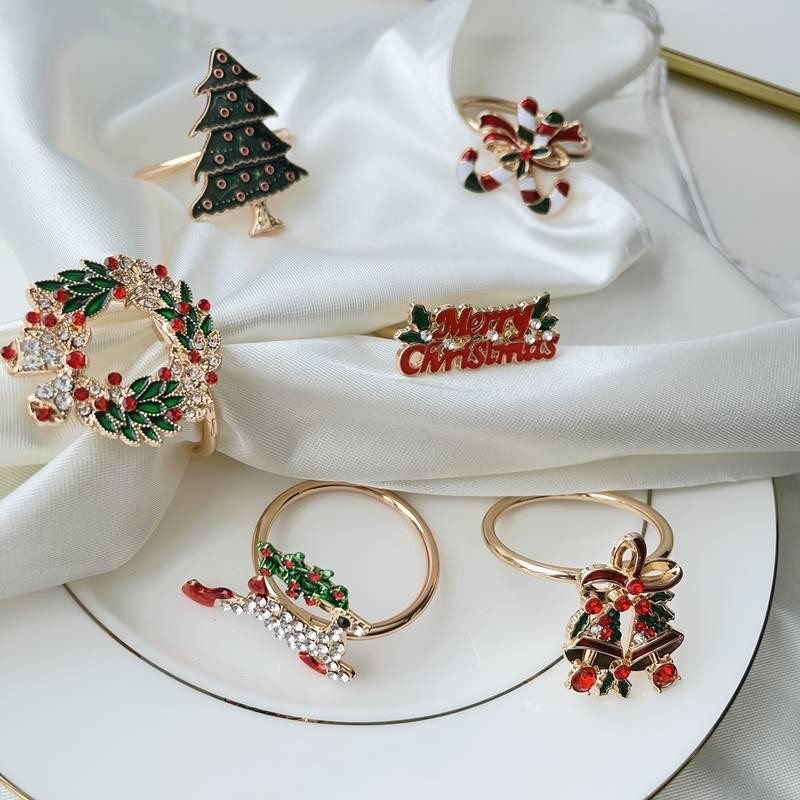 Набор колец для салфеток Рождественский микс 6шт золотые Mv056 Одеса - зображення 2