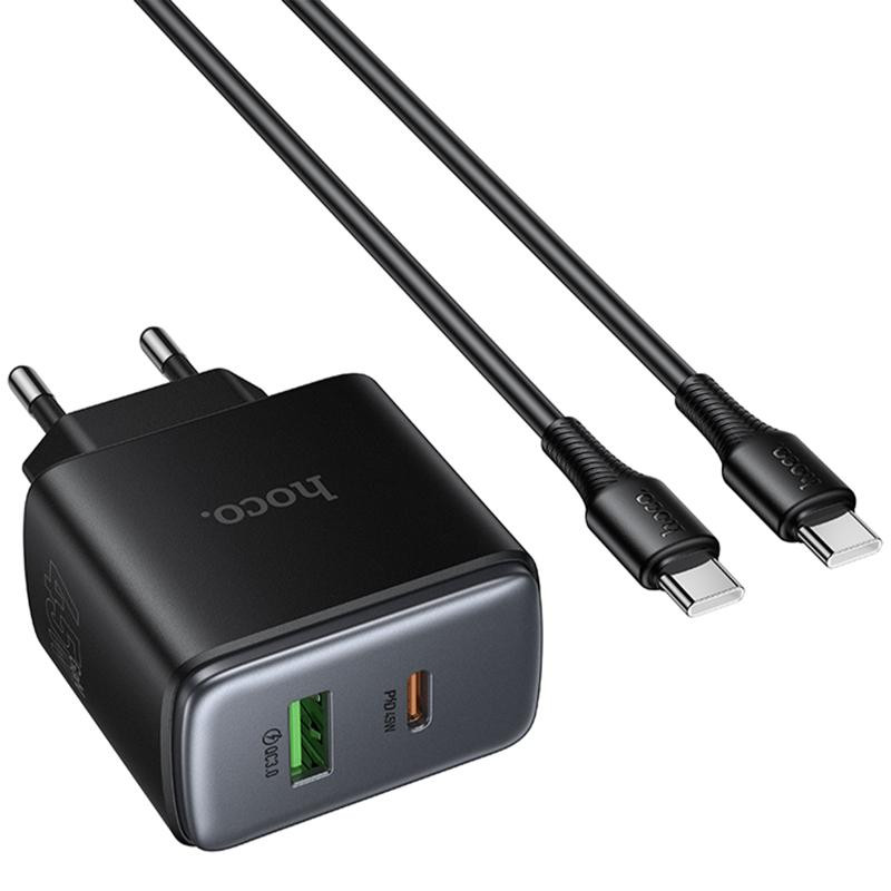 СЗУ Hoco C158A Upgrade PD45W (1USB-A/1C) + кабель Type-C to Type-C Херсон - зображення 3