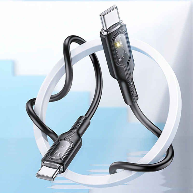 Дата кабель Hoco U120 Transparent explore intelligent power-off PD 60W Type-C to Type-C (1.2m) Херсон - изображение 5