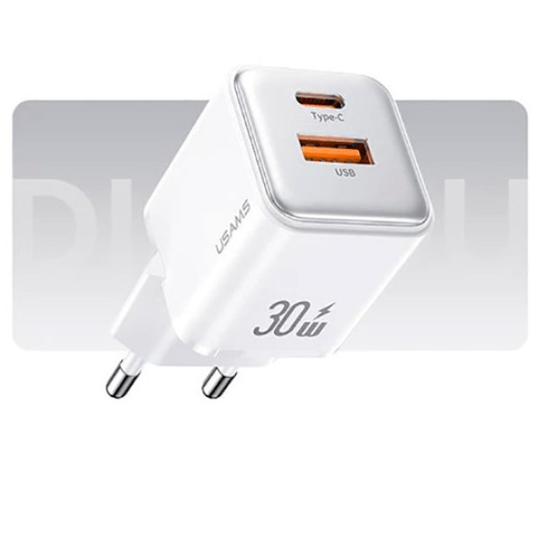 Мережевий зарядний пристрій Usams US-CC189 double USB-A/USB-C QC&PD3.0 30W 3A White (Код товару:3680 Харків - зображення 3