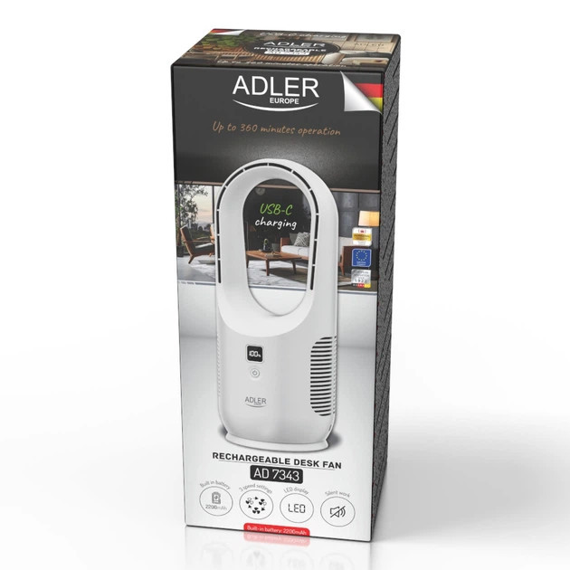 Вентилятор настольний Adler AD 7343 5 Вт белый Київ - зображення 6