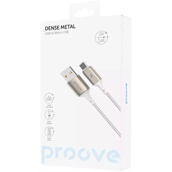 Кабель Proove Dense Metal USB to Micro 2.4A 1m White (CCDM20001302) Харьков - изображение 2