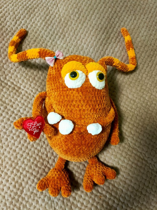 Іграшка м'яка в'язана Монстр помаранчевий ручна робота Нововолынск - изображение 1