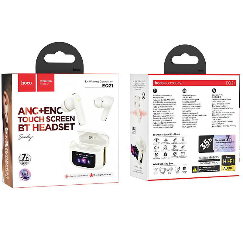 Беспроводные TWS наушники Hoco EQ21 Sandy with Touch Screen ANC+ENC Херсон - зображення 3