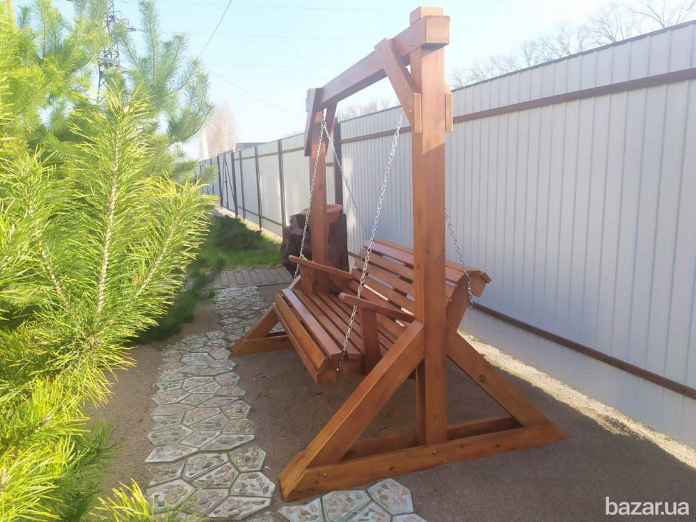 Гойдалка садова. Деревянная садовая качель. Гойдалка. Садовая гойдалка. Дачная гойдалка. Киев - изображение 1