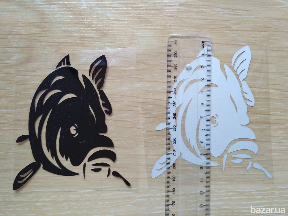 Наклейка на авто Карп Черная,Белая светоотражающая на авто Борисполь - изображение 5