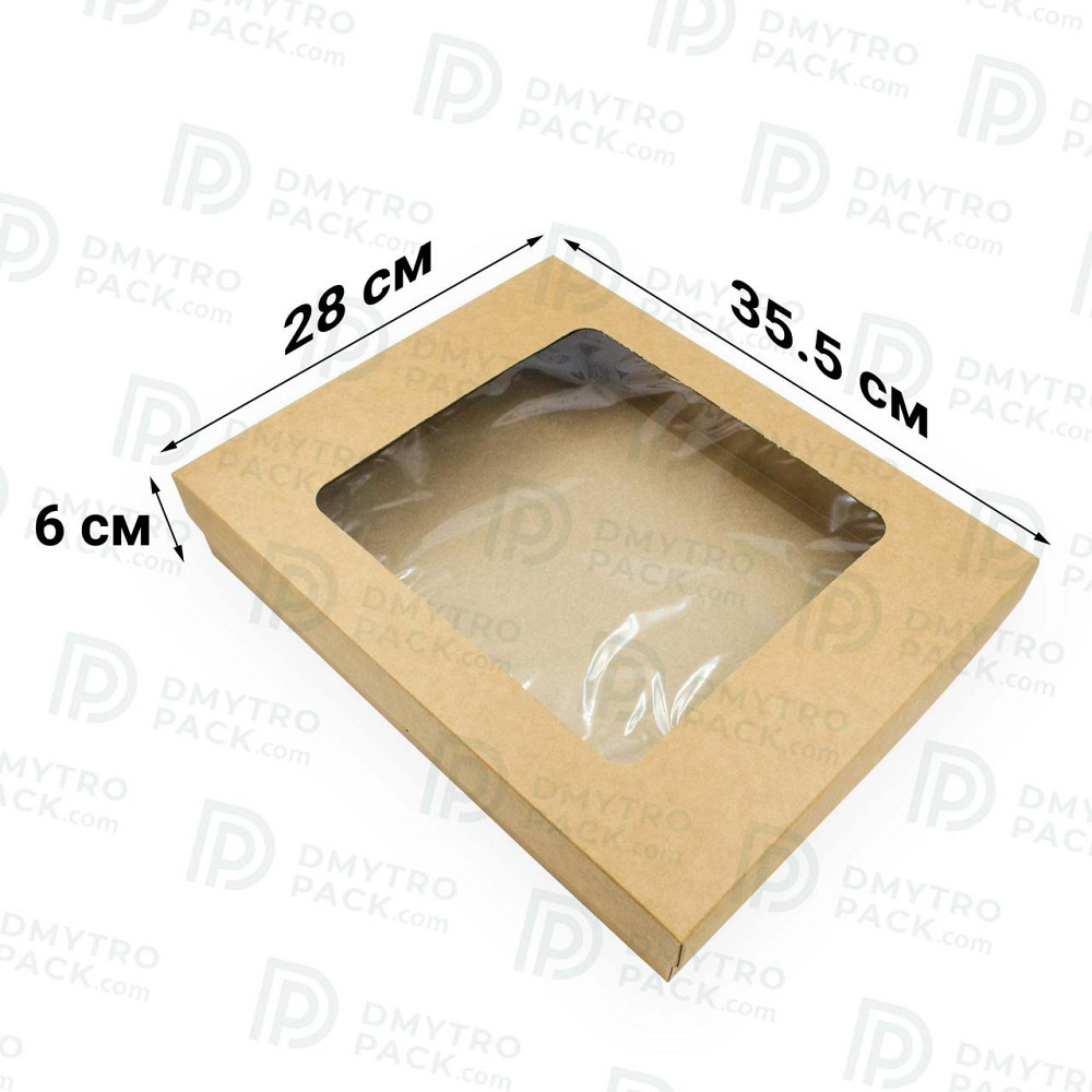 Коробка для одежды, белья, полотенец 355х280х60 мм самосборная картонная с окном Херсон - зображення 6