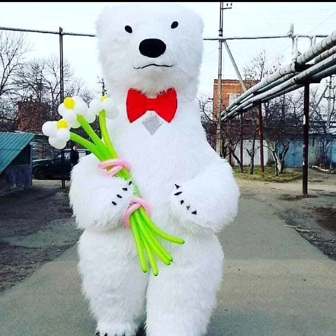 Белый медведь Львов заказ поздравления ростовой куклы аниматора Львів - зображення 3