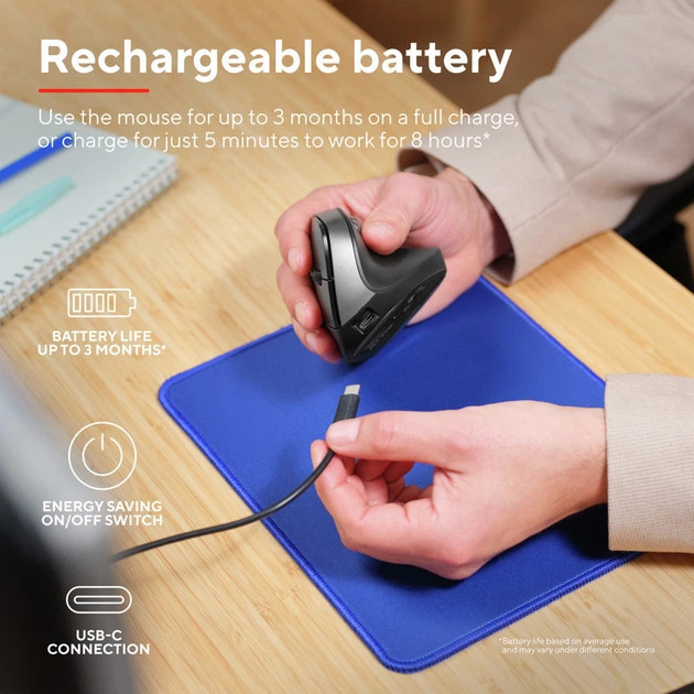 Мышь компьютерная безпроводная Trust Bayo 2 Ergonomic WL Black 25145_TRUST черная Киев - изображение 8