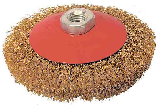 Щетка конусная MASTERTOOL из латунированной рифленой проволоки Ø 125 мм М14 19-8112 Харьков